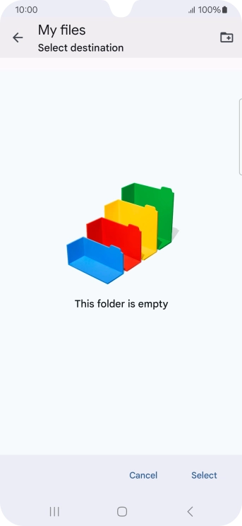 To create a new folder, press the new folder icon and follow the instructions on the screen to create a new folder.