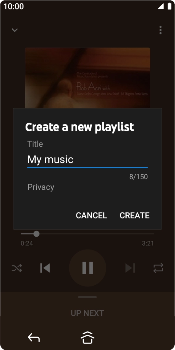 Key in a name for the playlist and press CREATE.