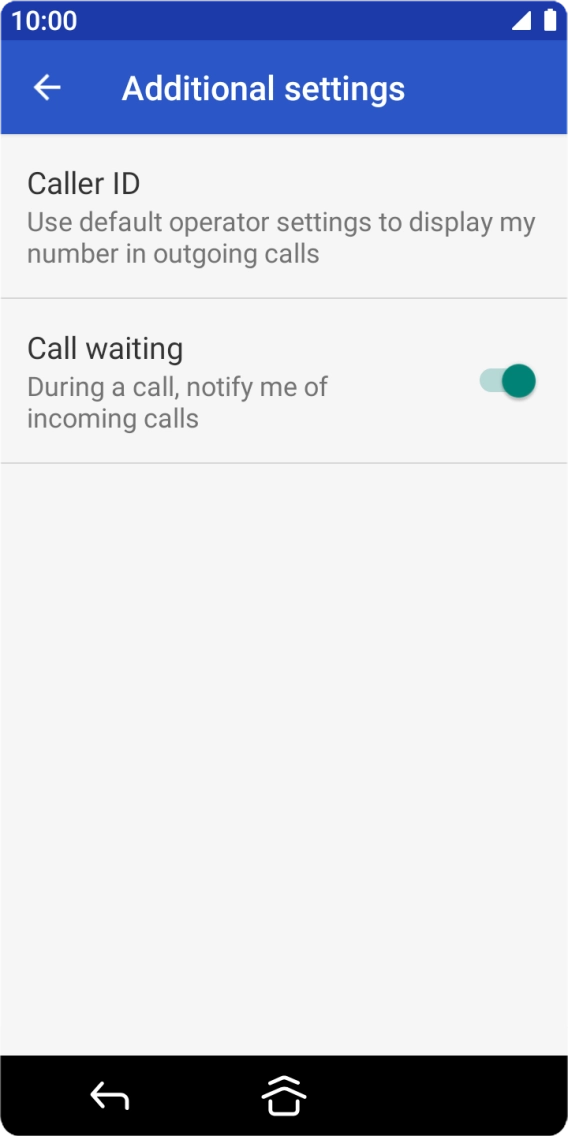 Press the indicator next to 'Call waiting' to turn the function on or off.