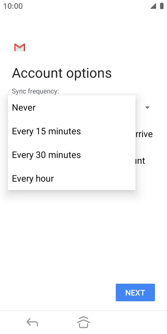 Press the required setting. Press the required setting.