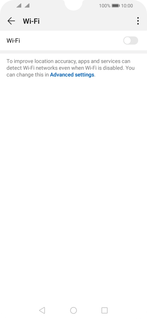 Press the indicator next to 'Wi-Fi' to turn on the function. Press the indicator next to 'Wi-Fi' to turn on the function.