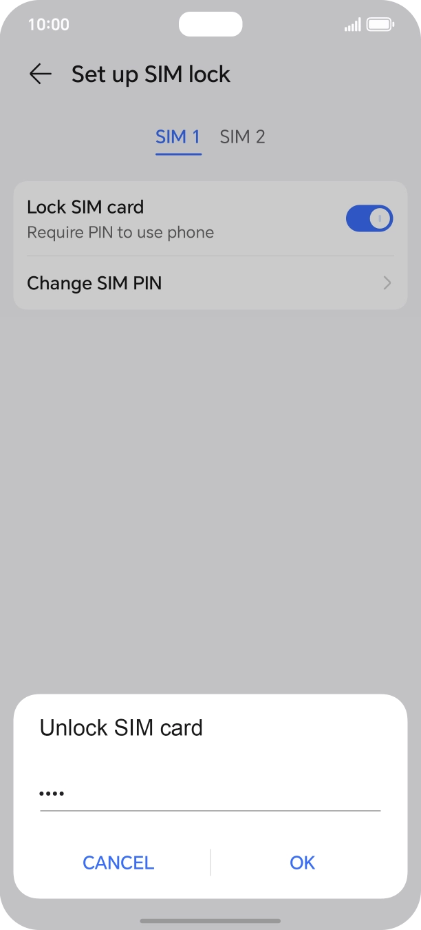 Key in your SIM PIN and press OK. The default SIM PIN is 0000.