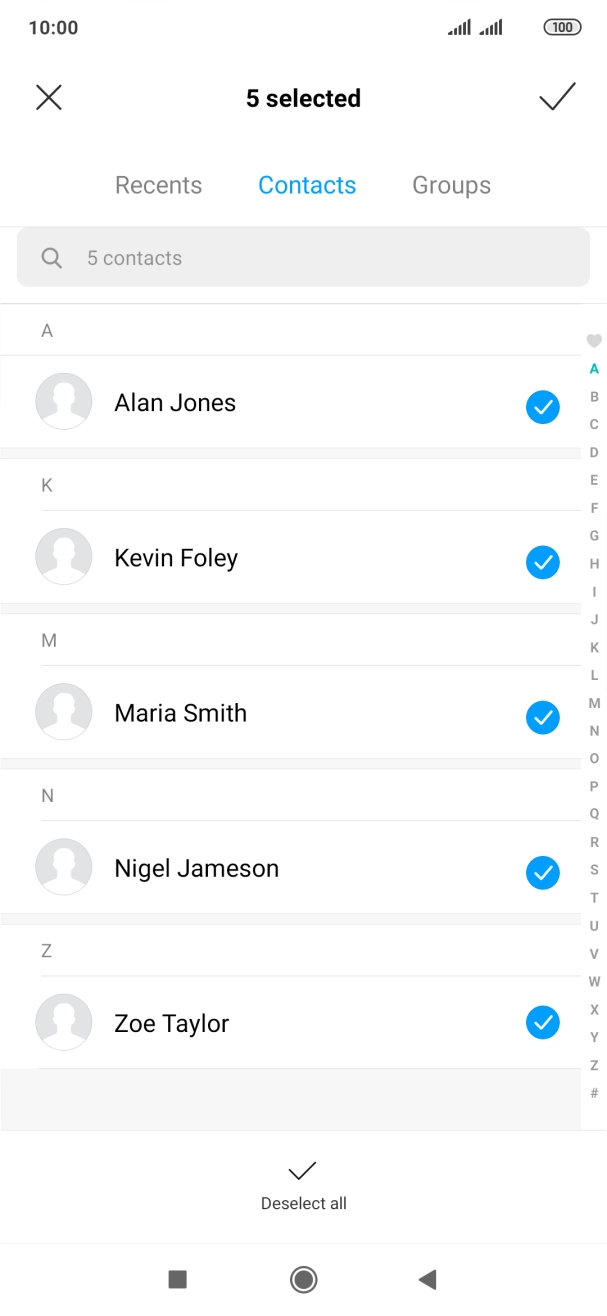 Press the confirm icon.