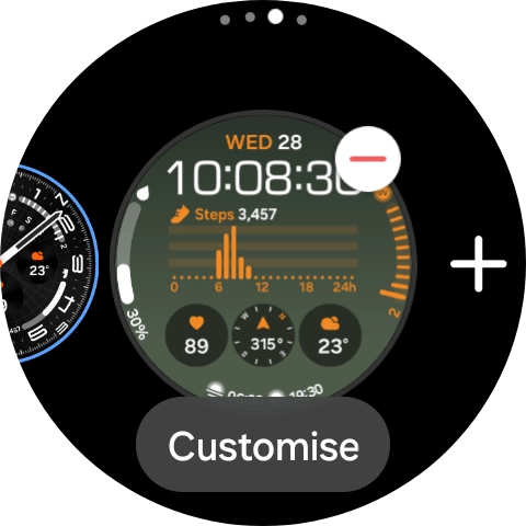 Press the required watch face. Press the required watch face.