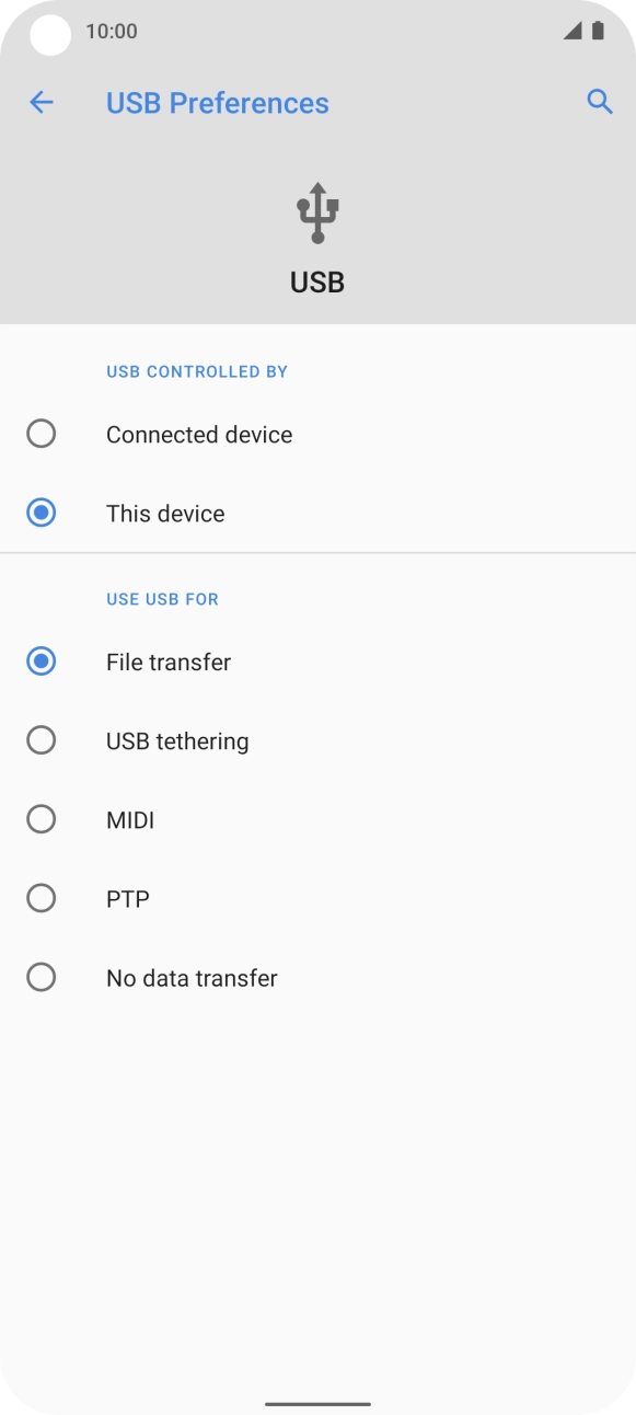 Press File transfer. Press File transfer.