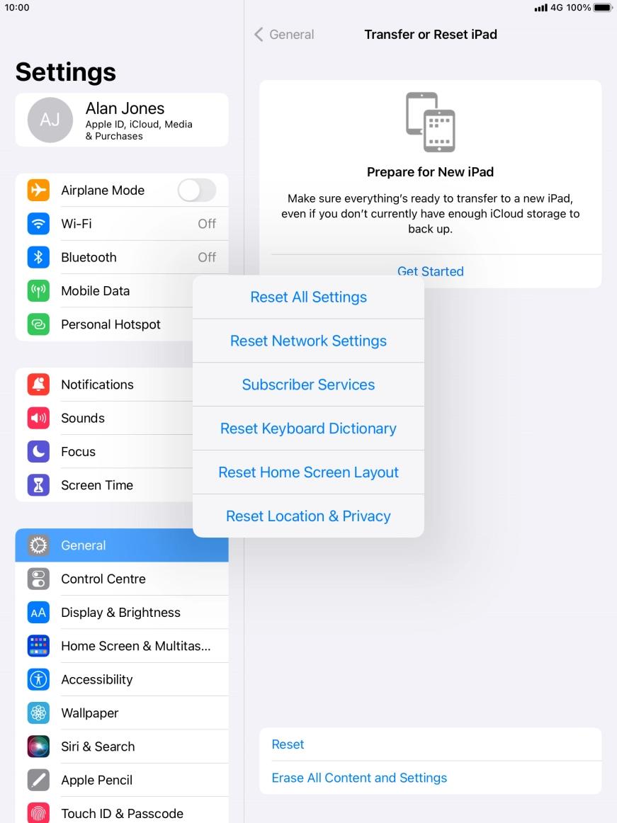 Press Reset All Settings.