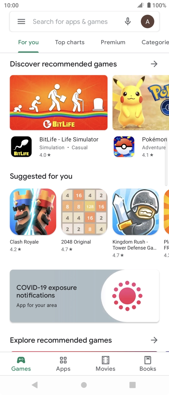 Press the search field.