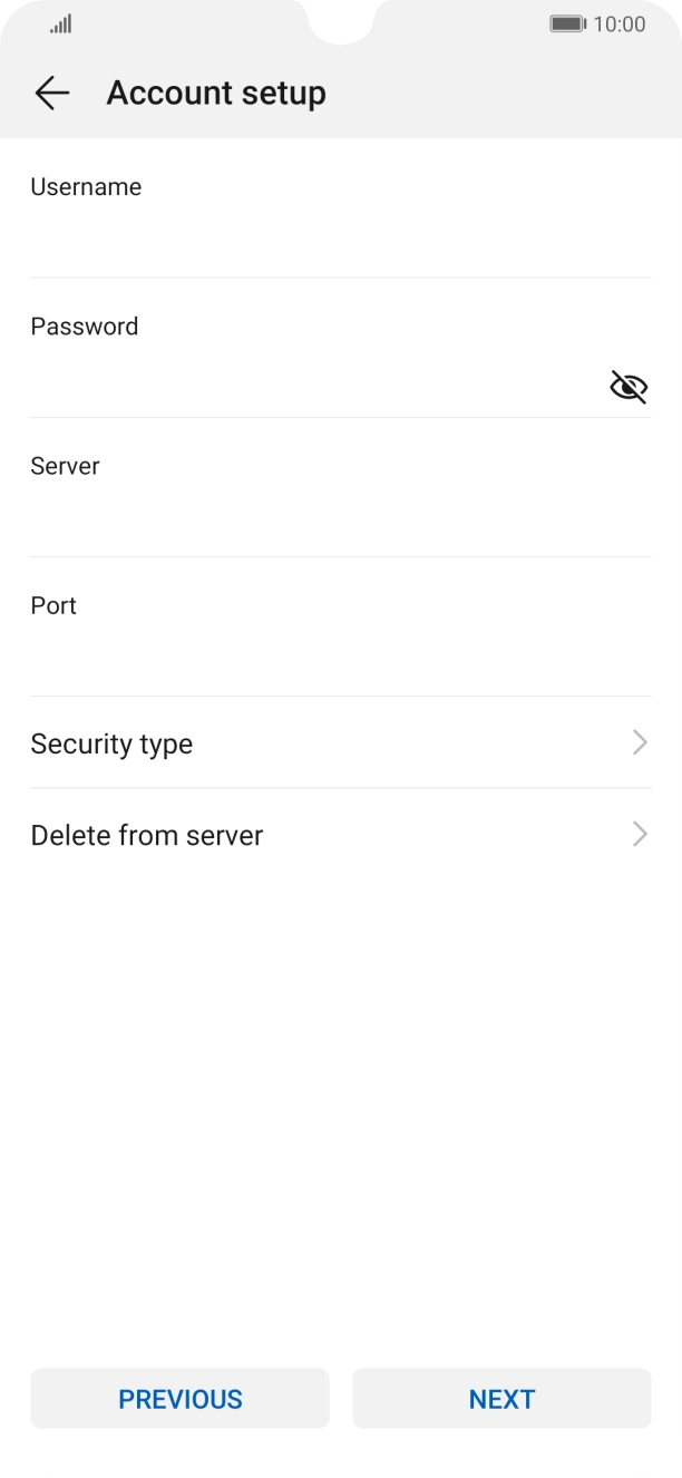 Press the field below 'Username' and key in the username for your email account.