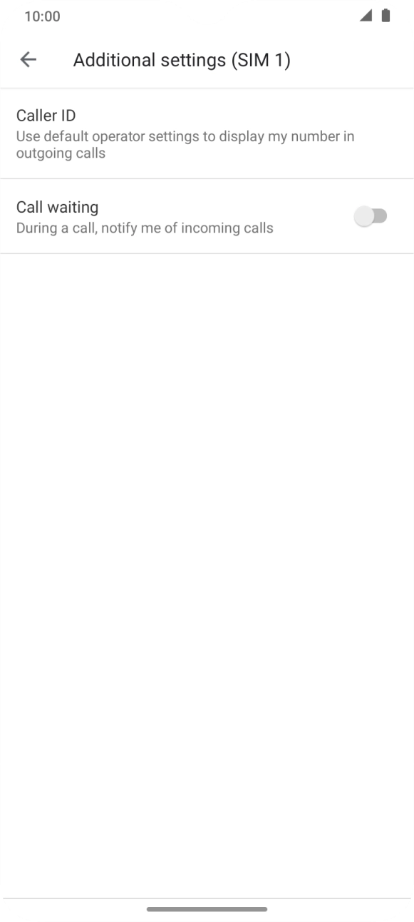 Press the indicator next to 'Call waiting' to turn the function on or off.