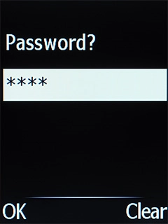Key in the phone lock code (default is 1234) and press the Navigation key. Key in the phone lock code (default is 1234) and press the Navigation key.