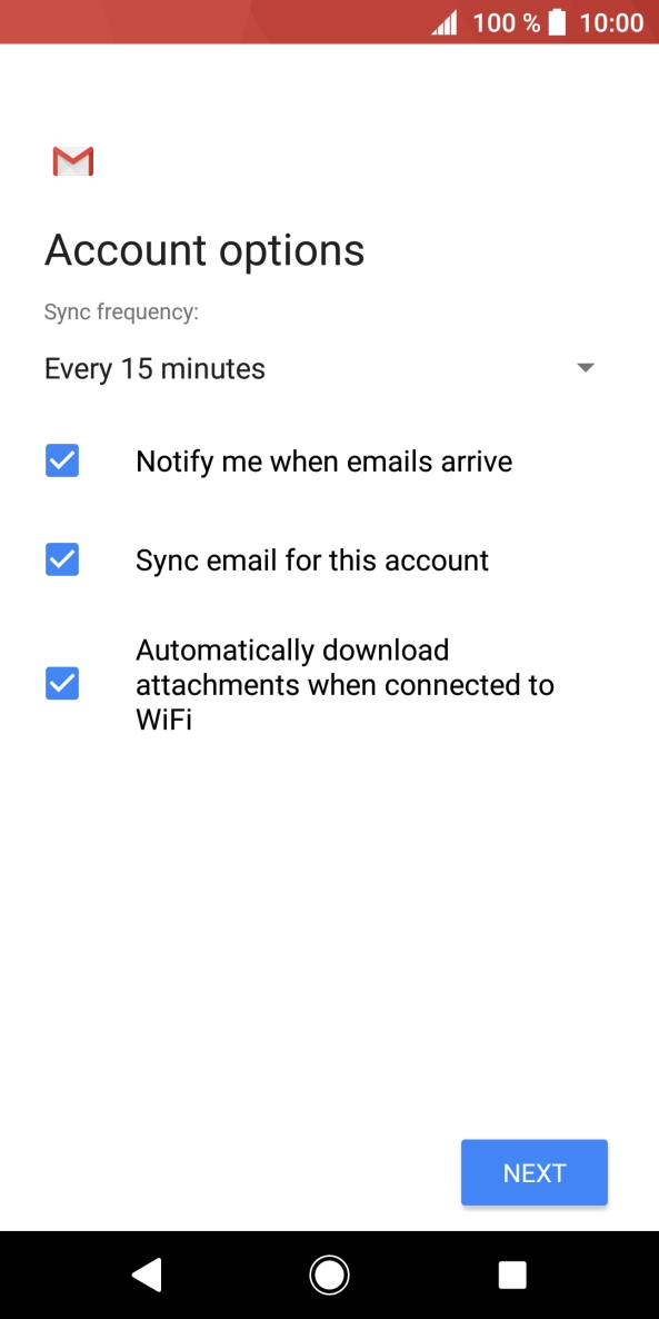 If this screen is displayed, you email account has been recognised and set up automatically. Follow the instructions on the screen to key in more information and finish setting up your phone.