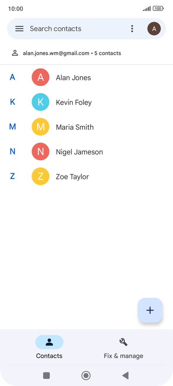 Press the required contact.