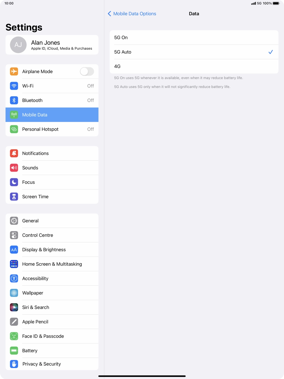 To turn on 5G primarily, press 5G On.