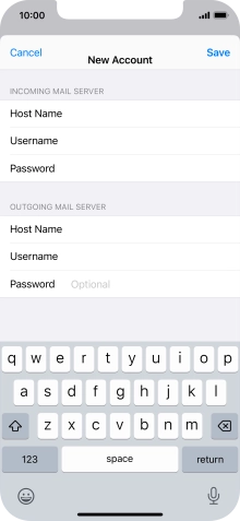 Press Password and key in the password for your email account.