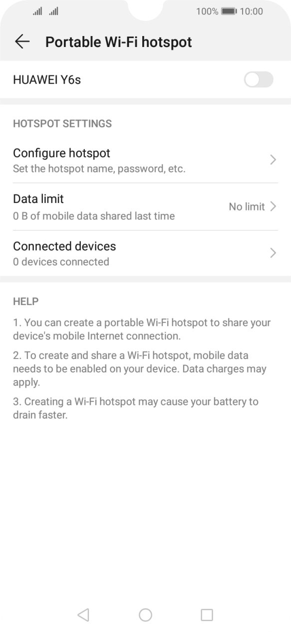 Press Configure hotspot. Press Configure hotspot.
