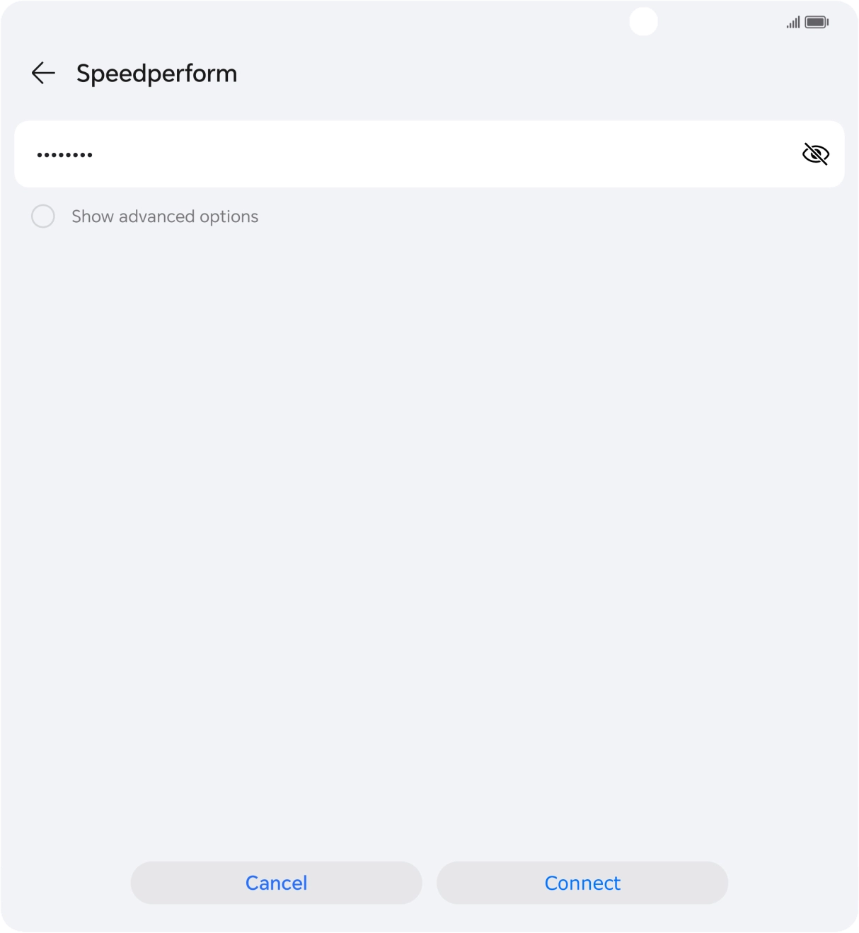 Key in the password for the WiFi network and press Connect.