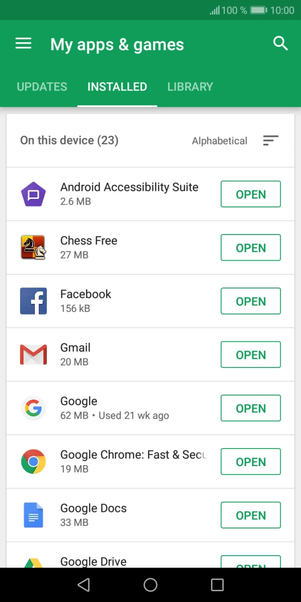 Press the required app.