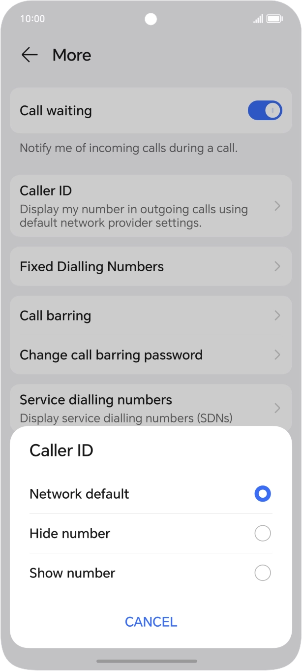 Press Show number to turn on caller ID.