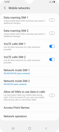 Press Network mode ‹SIM›.