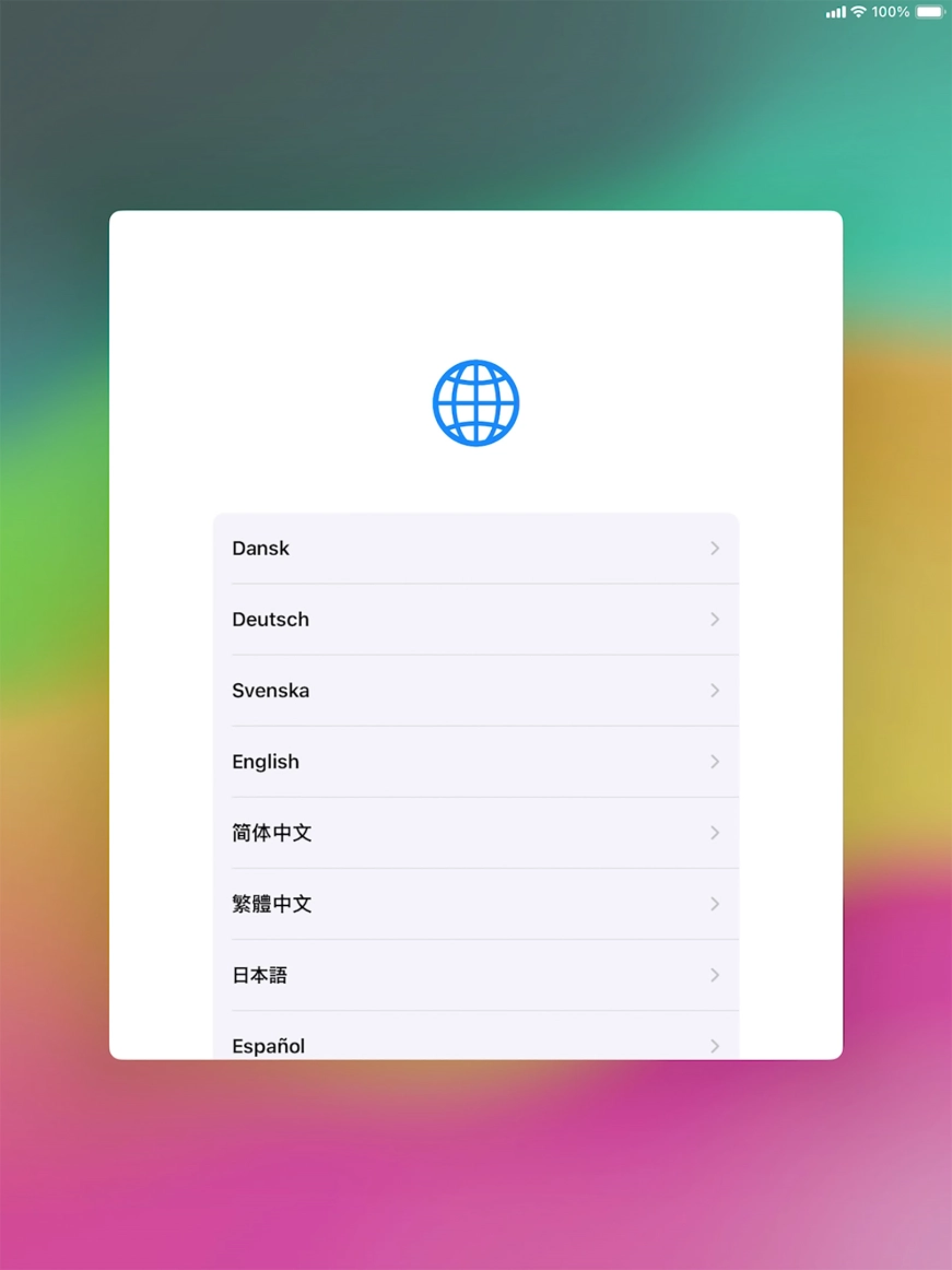Press the required language.