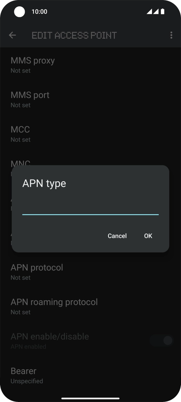 Key in default and press OK. Key in default and press OK.