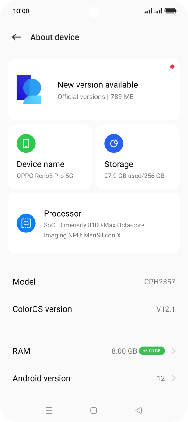Press the top field on the screen. If a new software version is available, it's displayed. Follow the instructions on the screen to update the phone software.