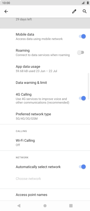 Press the indicator next to 'Automatically select network' to turn off the function and wait while your phone searches for networks.