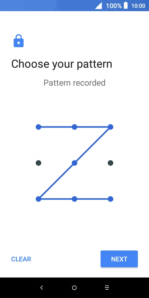 Slide your finger across the screen to connect at least four points and press NEXT. Slide your finger across the screen to connect at least four points and press NEXT.