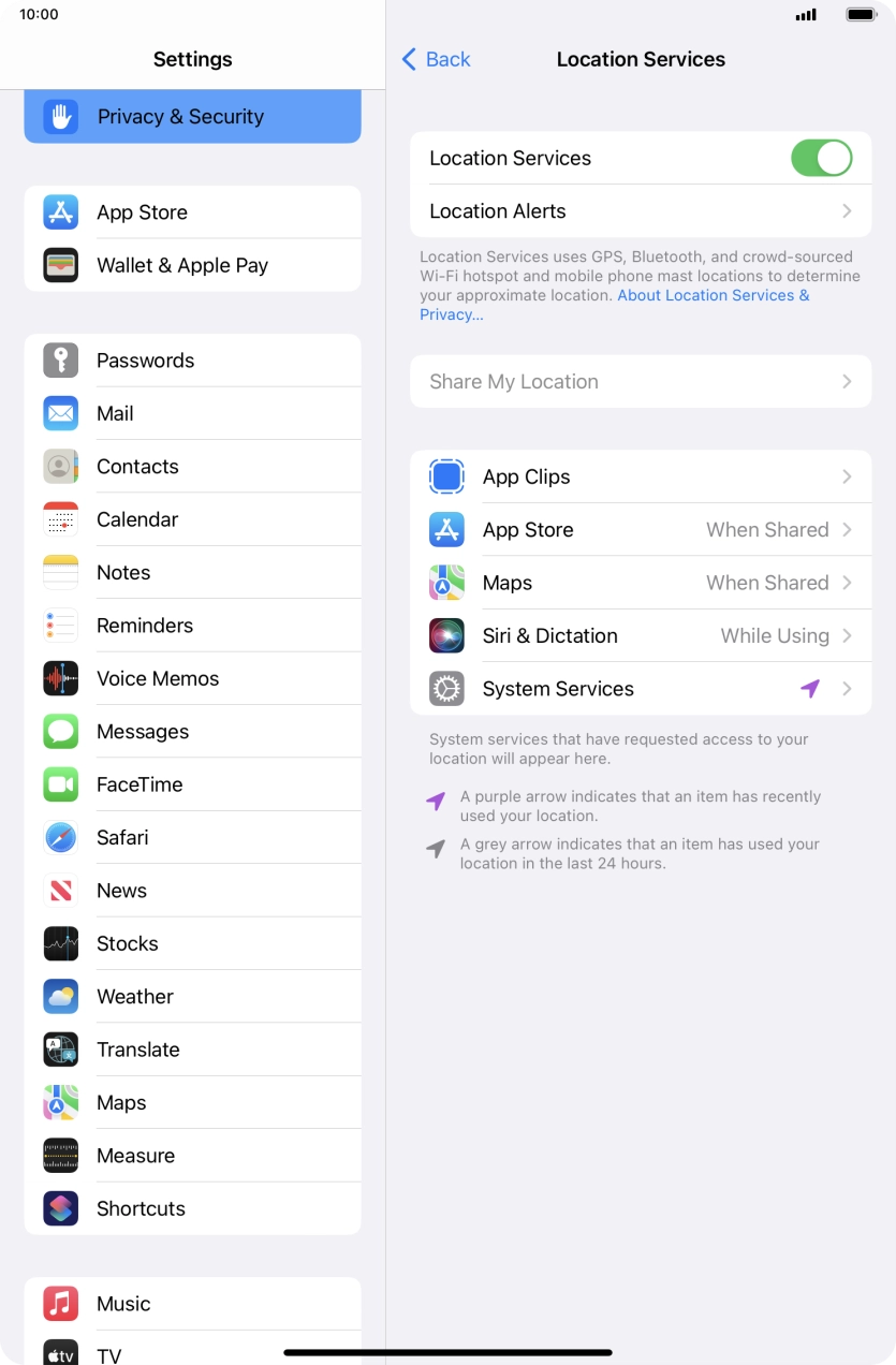 Press the required application.