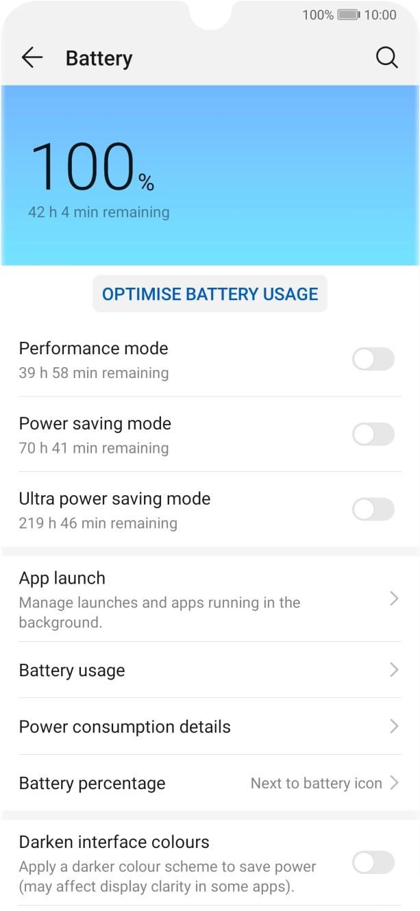 Press the indicator next to the required setting to turn on the function.
