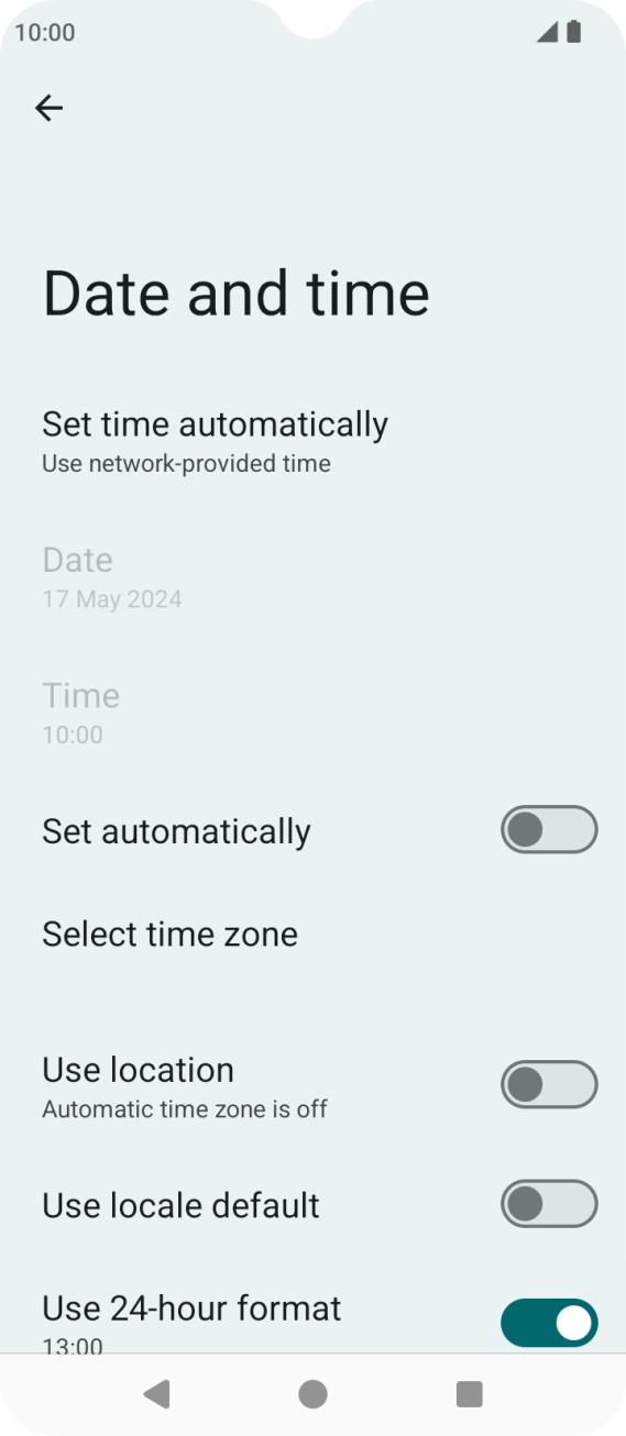 Press the indicator next to 'Set automatically' to turn on the function.