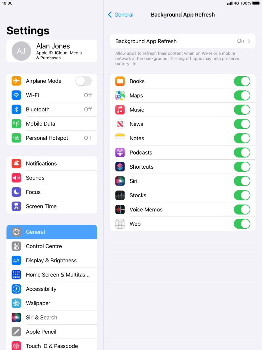 Press Background App Refresh.