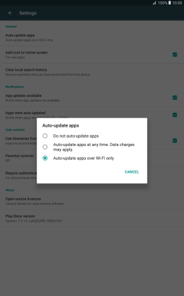 Press Do not auto-update apps to turn off the function.