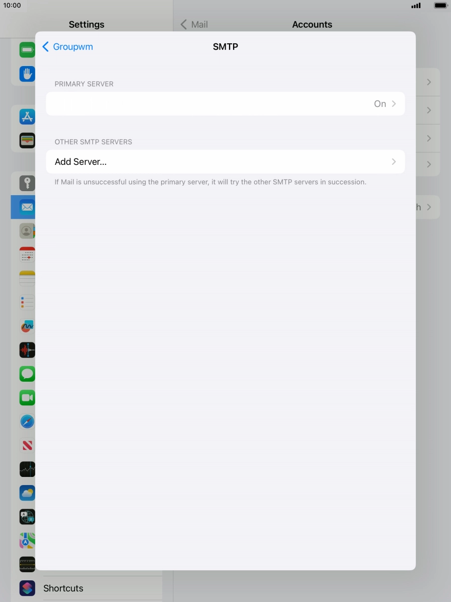 Press the field below 'PRIMARY SERVER'. Press the field below 'PRIMARY SERVER'.