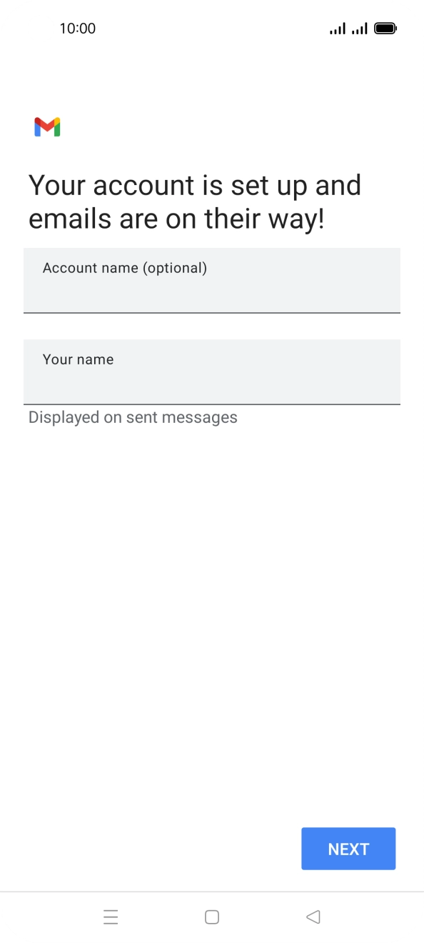 Press the field below 'Account name (optional)' and key in the required name. Press the field below 'Account name (optional)' and key in the required name.