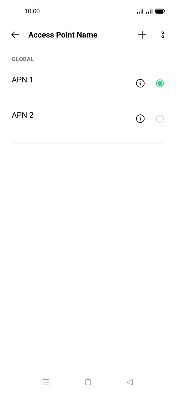 Press the field next to the data connection to activate it. Press the field next to the data connection to activate it.
