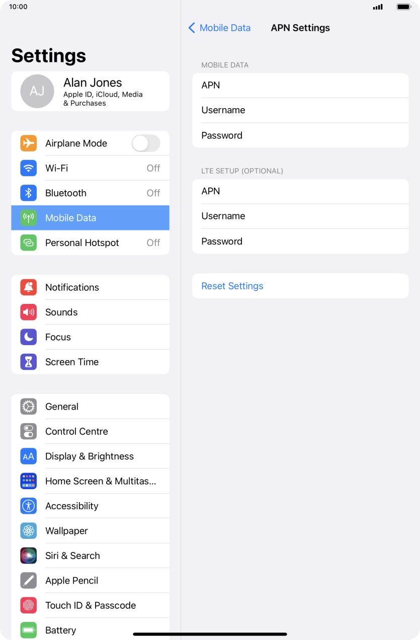 Press APN and key in idata.o2.co.uk. Press APN and key in idata.o2.co.uk.