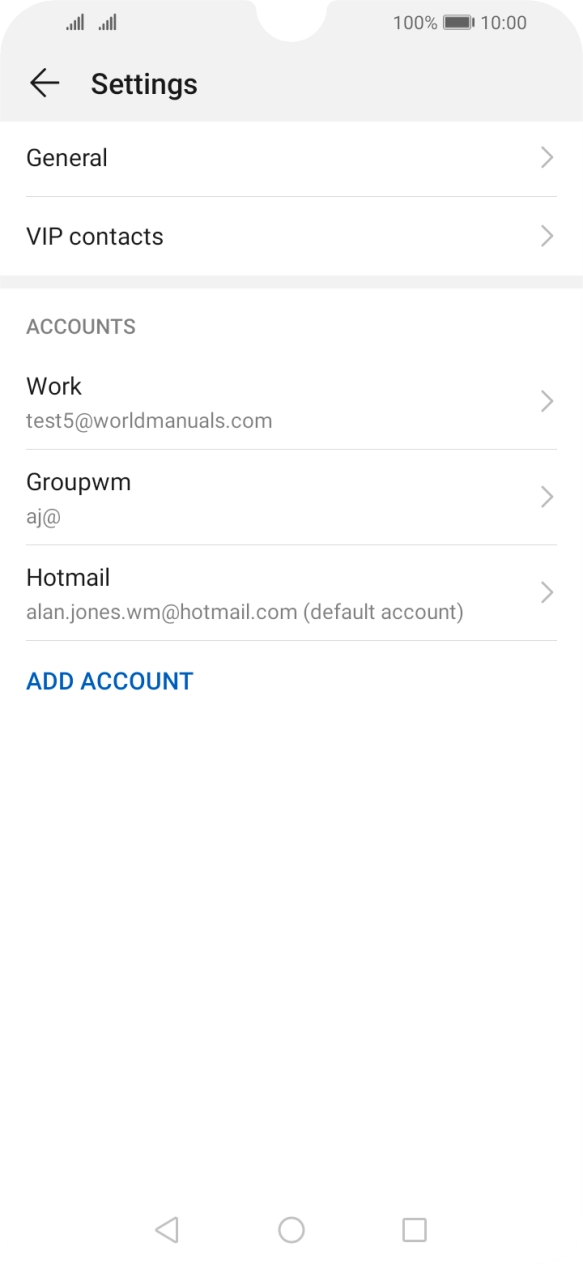 Press the required email account. Press the required email account.