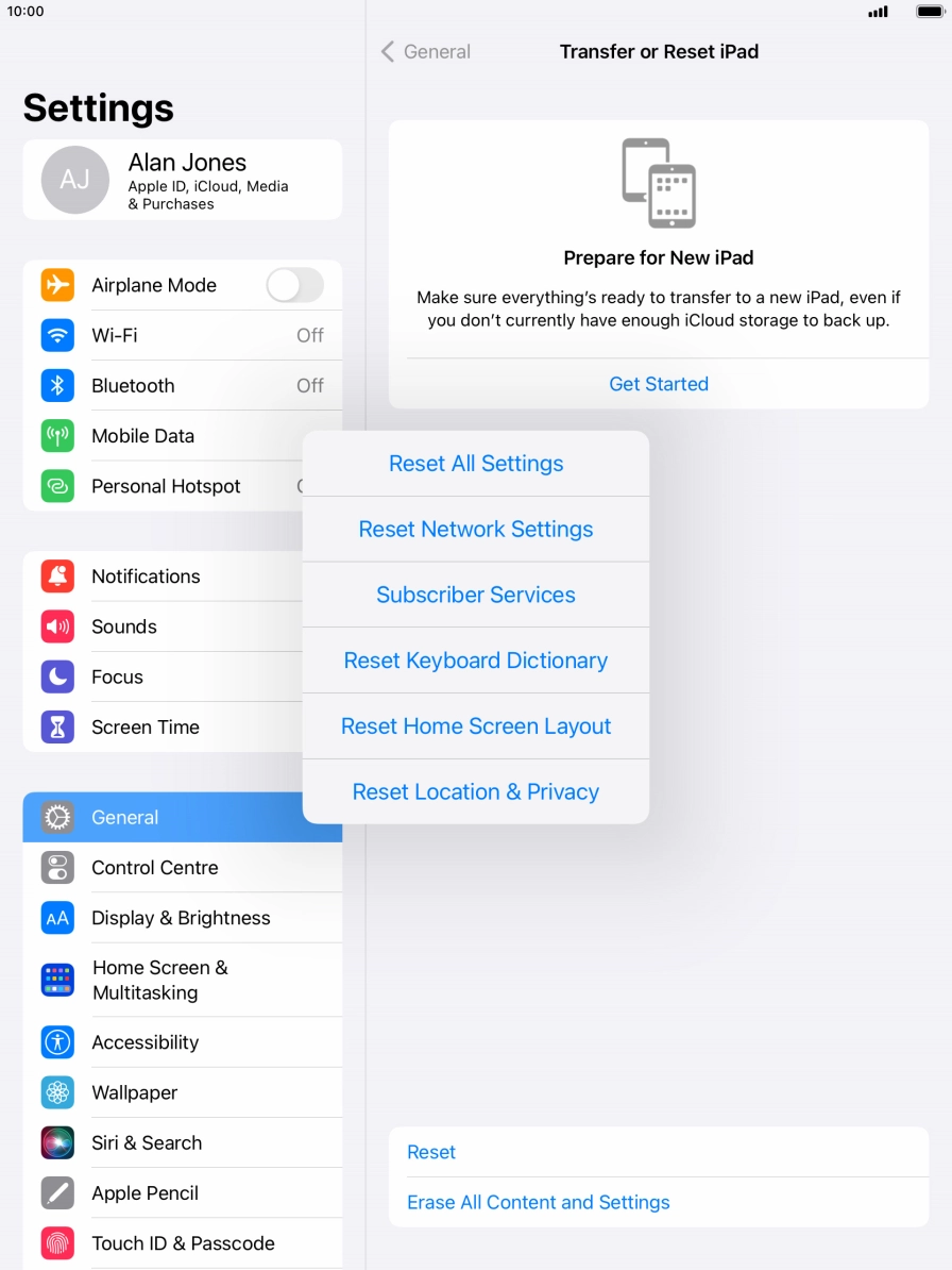 Press Reset All Settings.