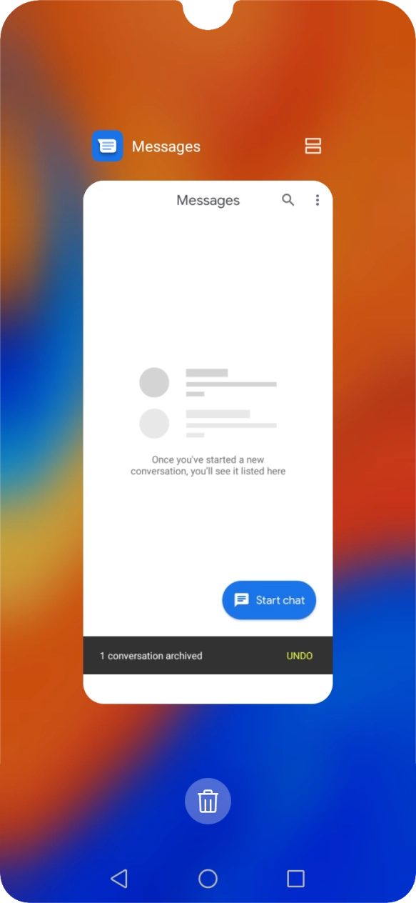 To end one running application, slide your finger upwards on the required application.