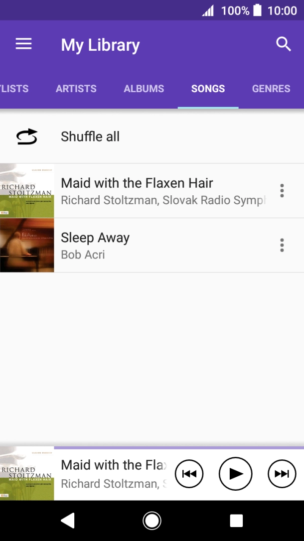 Press the required audio file.