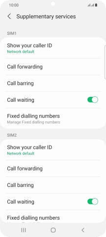 Press Call forwarding below the required SIM.