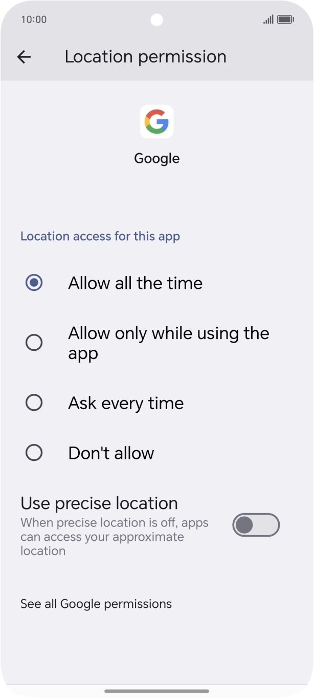 Press the required setting. Press the required setting.