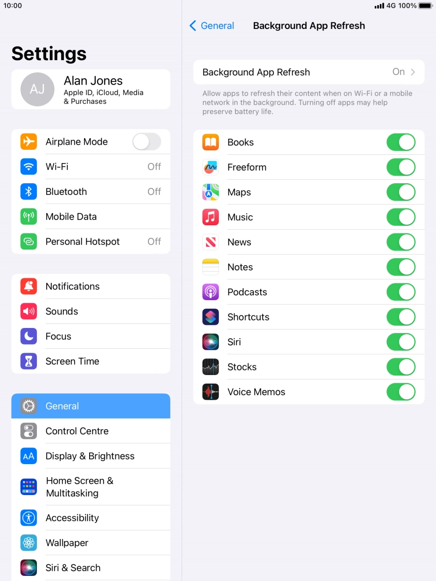 Press Background App Refresh. Press Background App Refresh.