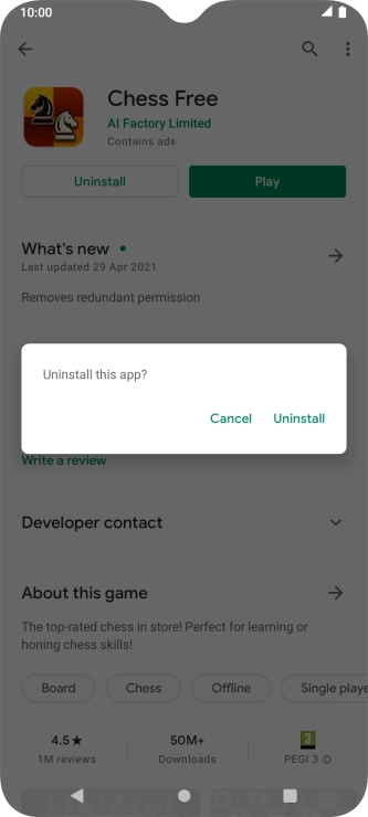 Press Uninstall.