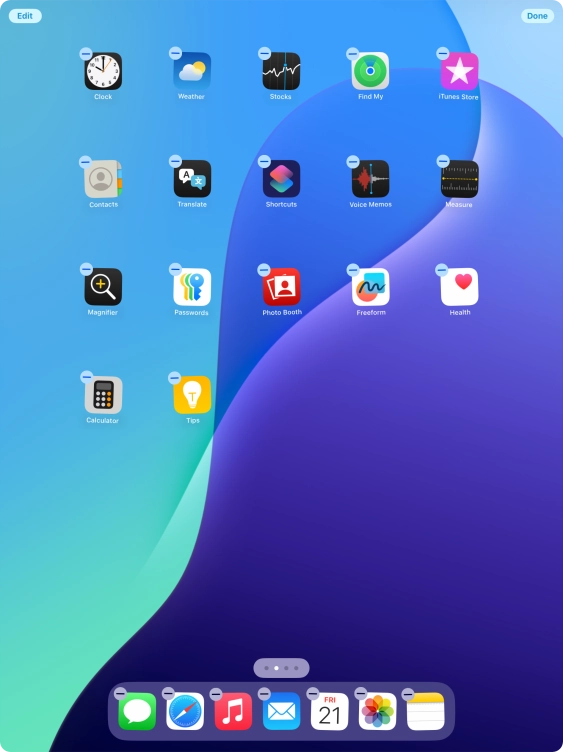 Press the home screen page icon.