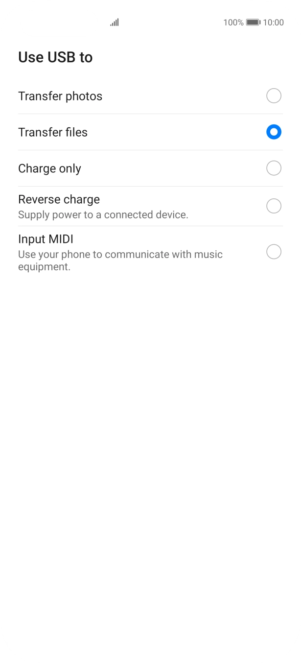 Press Transfer files. Press Transfer files.