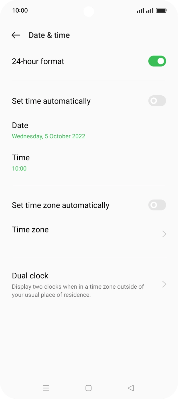 Press the indicator next to 'Set time automatically' to turn on the function.