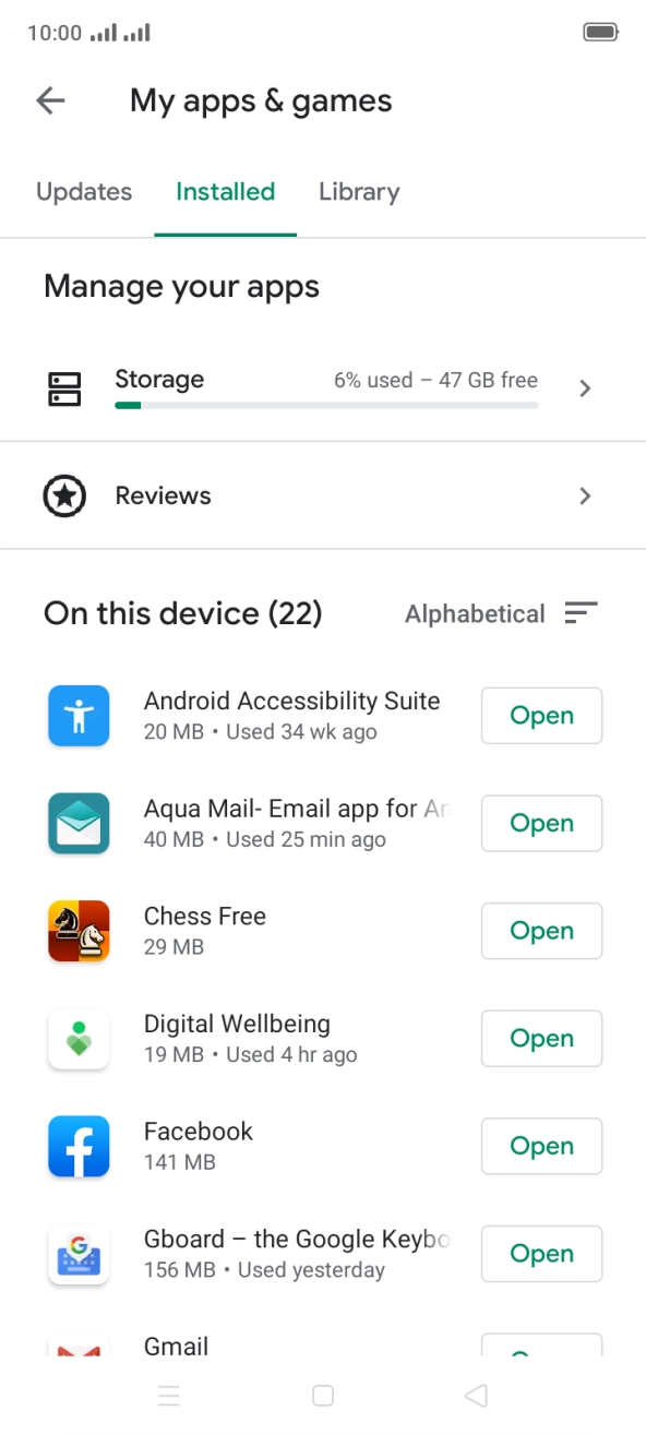 Press the required app.