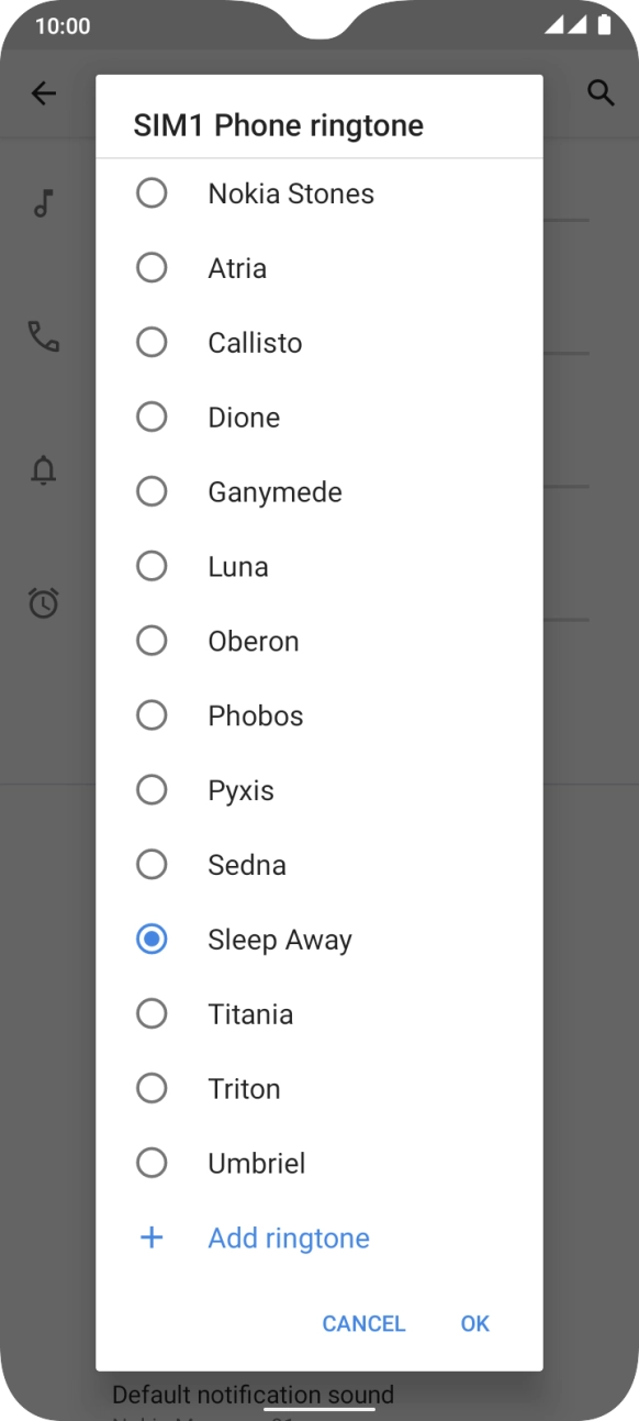 Once you've found a ring tone you like, press OK.